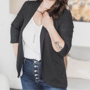 Pepper & Zoe Elegant Black Polka Dot Women's Blazer